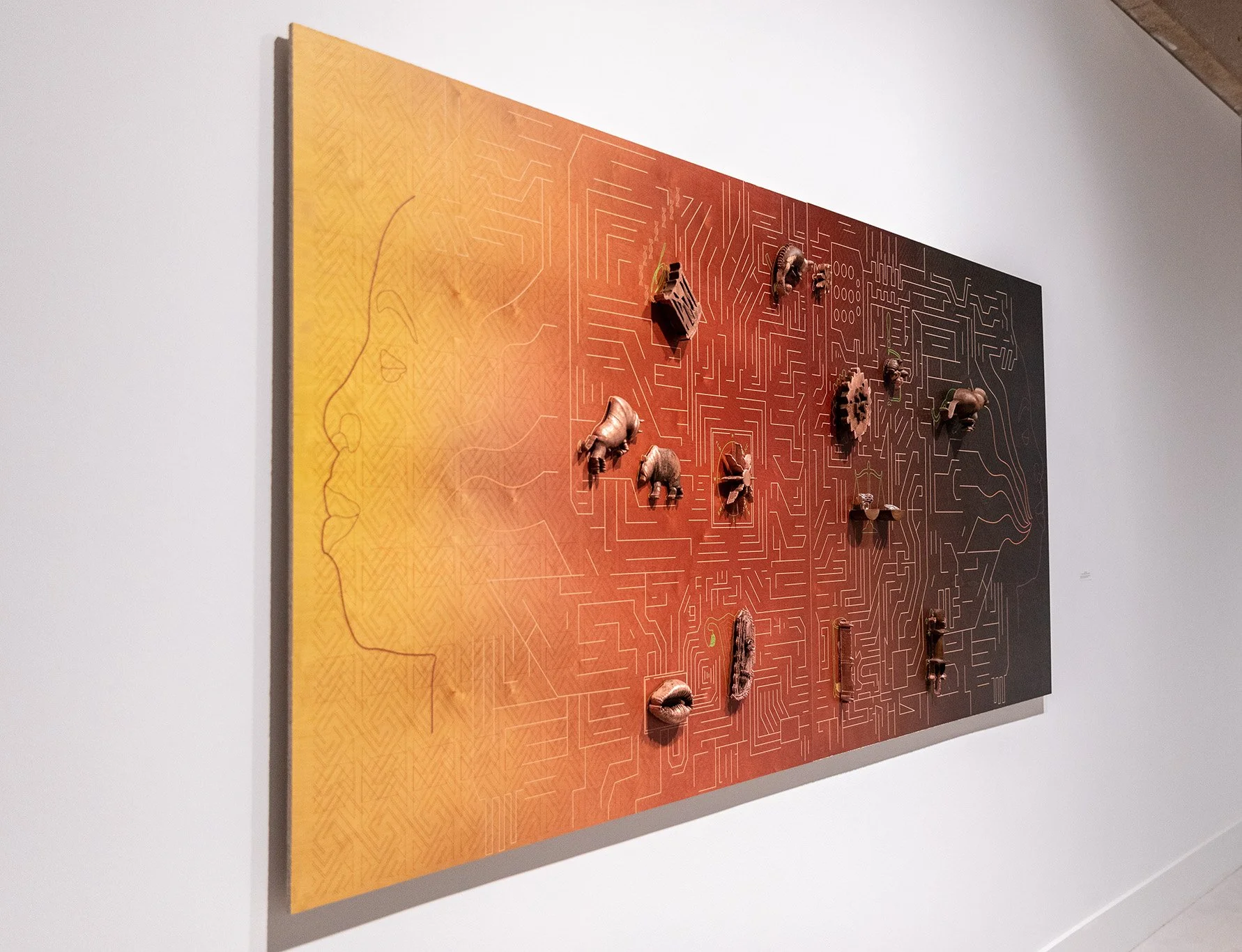 Wood print by Interdisciplinary Black African Yoruba artist